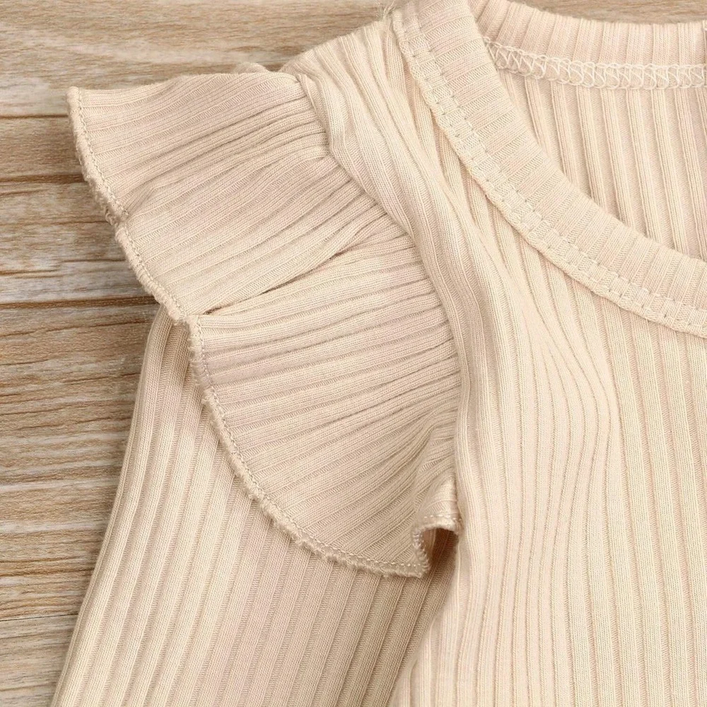 Infant Girl Bodysuit - Cream Size 18-24 Months Ruffle Romper One-Piece